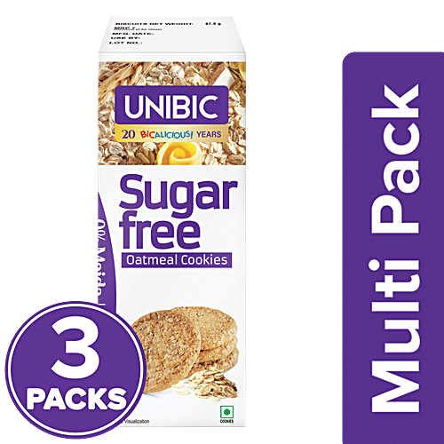 Unibic Sugar Free Oatmeal Cookies, 3 x 67.5 g (Multipack)