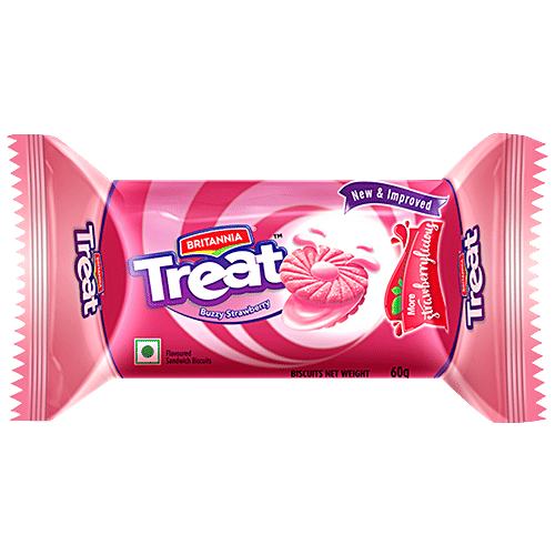 Britannia Treat - Strawberry Biscuits, 5x60 g Multipack 