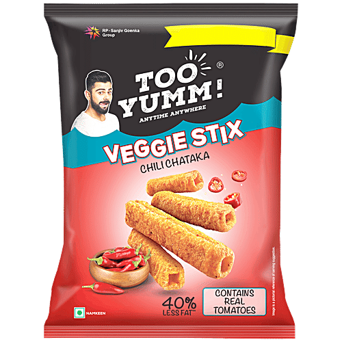 Too Yumm! Chili Chataka Flavour Veggie Stix Namkeen, 3 x 45 g Multipack