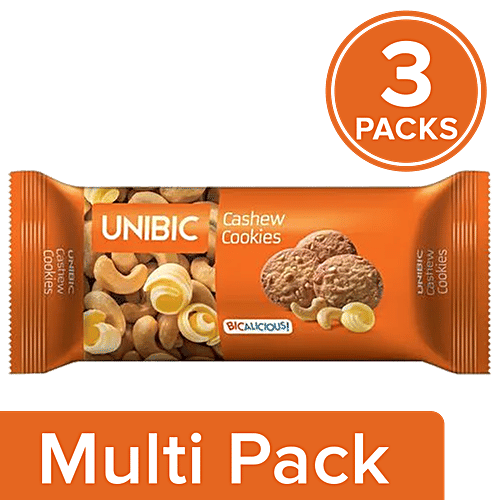 Unibic Cashew Cookies, 3x75 g Multipack 