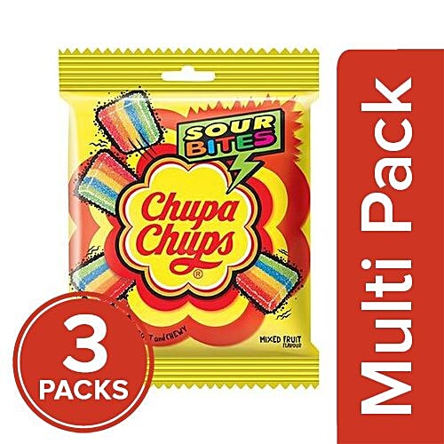 Chupa Chups Sour Bites - Mixed Fruit Flavour, 3x61.6 g Multipack 