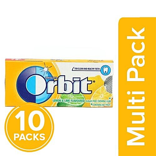 Orbit Sugar Free Chewing Gum - Lemon Flavoured, 10x4.4 g Multipack 