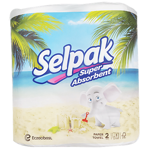 Selpak Kitchen Towel Paper Tissue Roll Pack of 2, 2x80 pcs Multipack