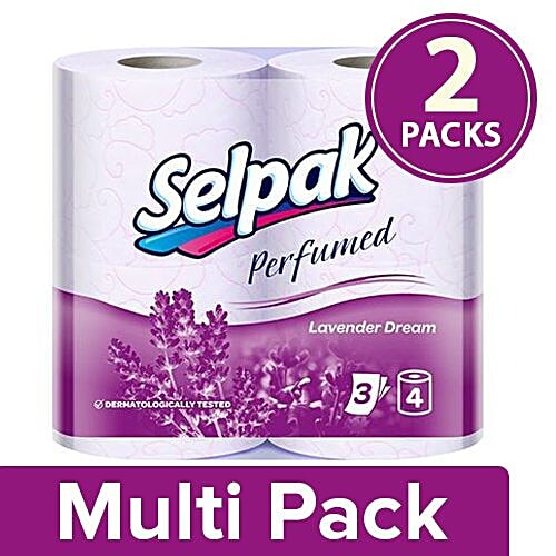 Selpak Perf Toilet Tissue Paper Roll - Lavender, 2x100 x 124 mm Multipack 