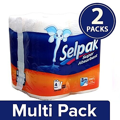 Selpak Kitchen Towel Paper Tissue Roll 3ply, 2x4 rolls Multipack