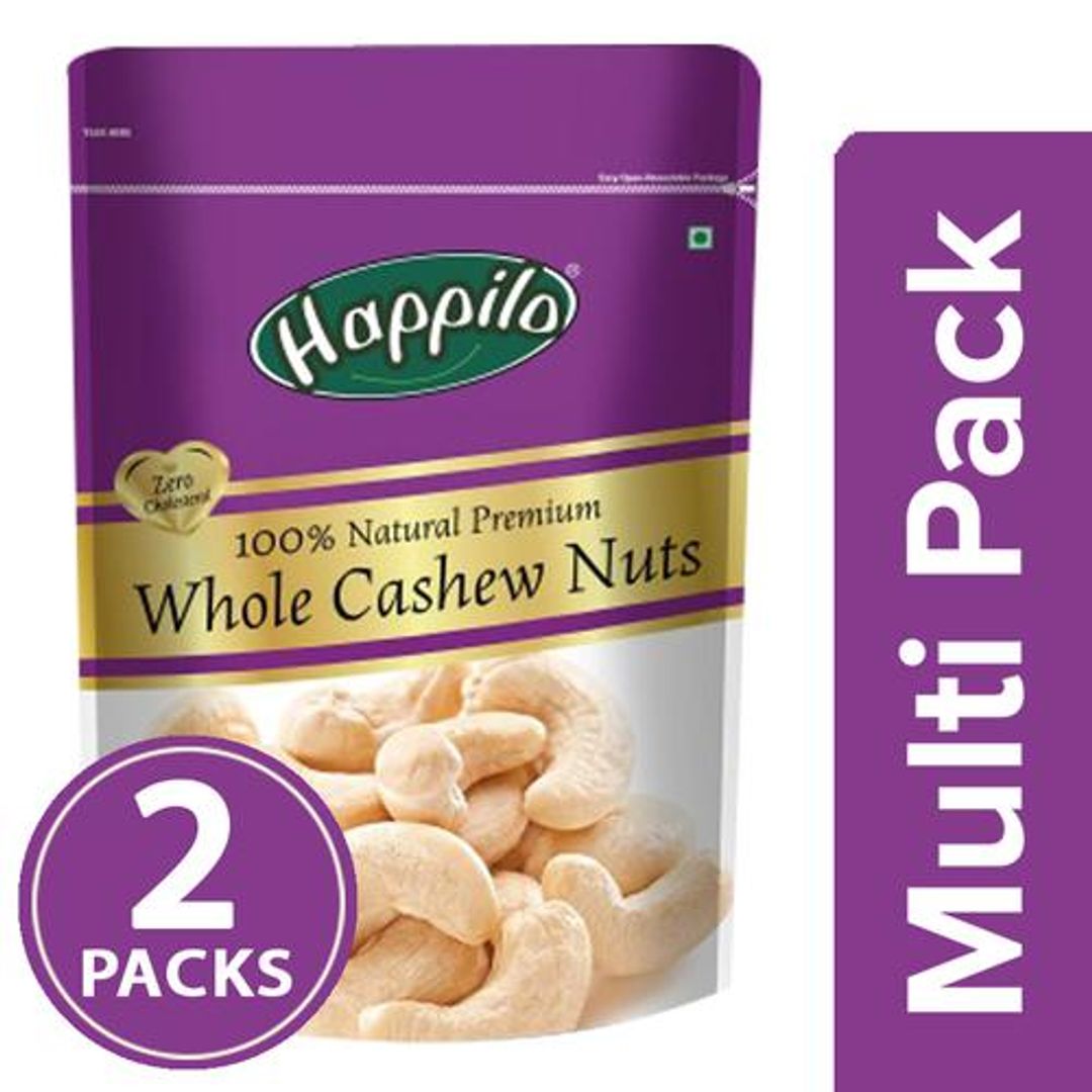 Happilo Cashews - Whole, 100% Natural Premium, 2x200 g Multipack