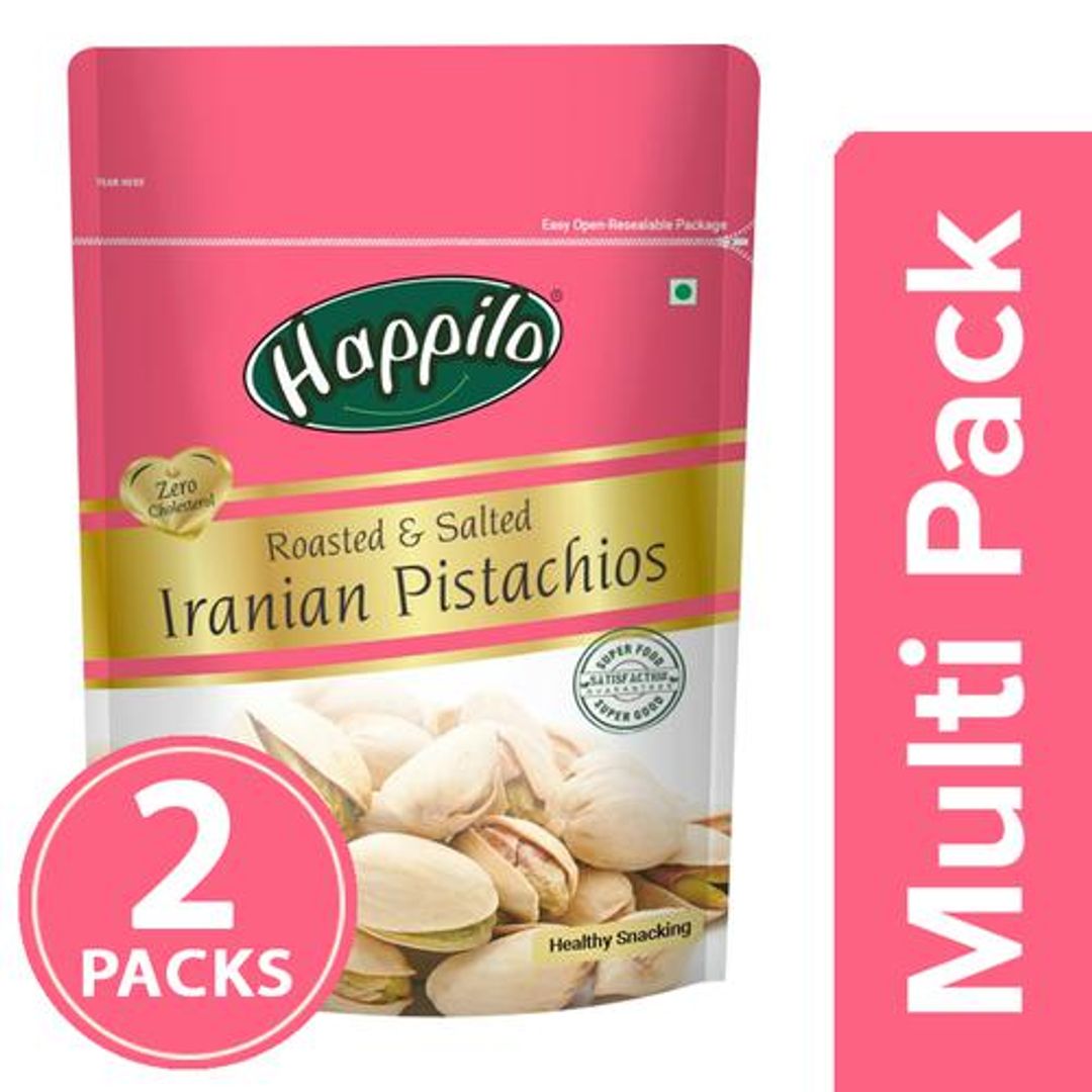 Happilo Pistachios - Roasted & Salted, Premium Iranian, 2x200 g Multipack