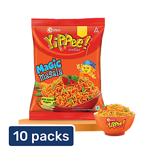 Sunfeast YiPPee! Magic Masala Instant Noodles With Added Veggies, 10x68 g (Multipack)