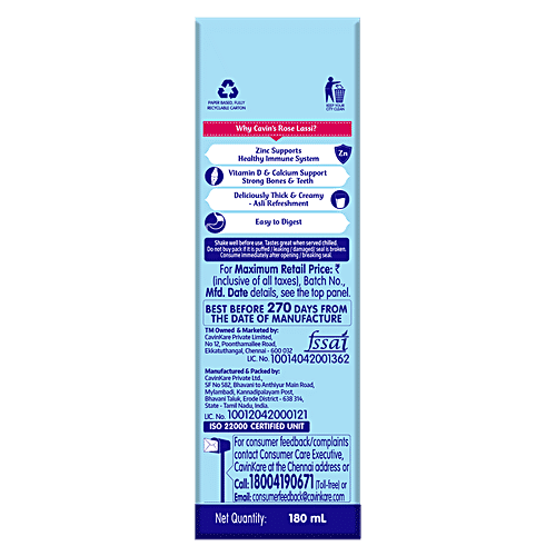 Cavins Rose Lassi, 3x180 ml Multipack 