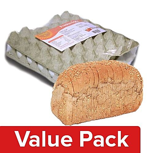 Fresho Bread - Whole Wheat, Chemical Free 400G + Eggs - Table Tray 30pcs, Combo 2 Items 