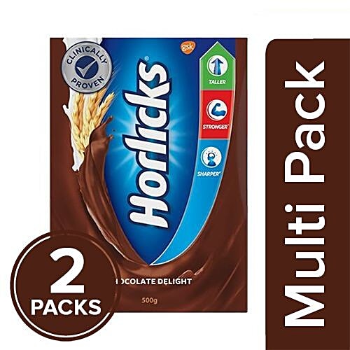 Horlicks Health & Nutrition Drink - Chocolate Flavour, 2x500 g Multipack 