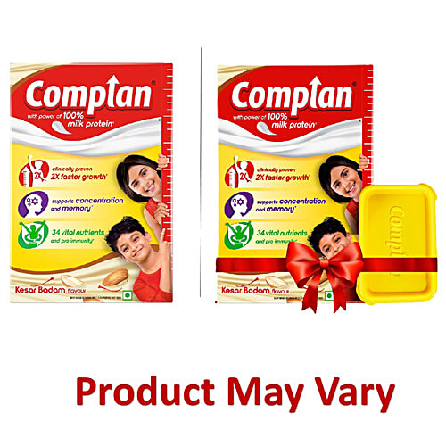 Complan Nutrition Drink Powder - For Kids, Kesar Badam Flavour, 2x500 g (Multipack) 