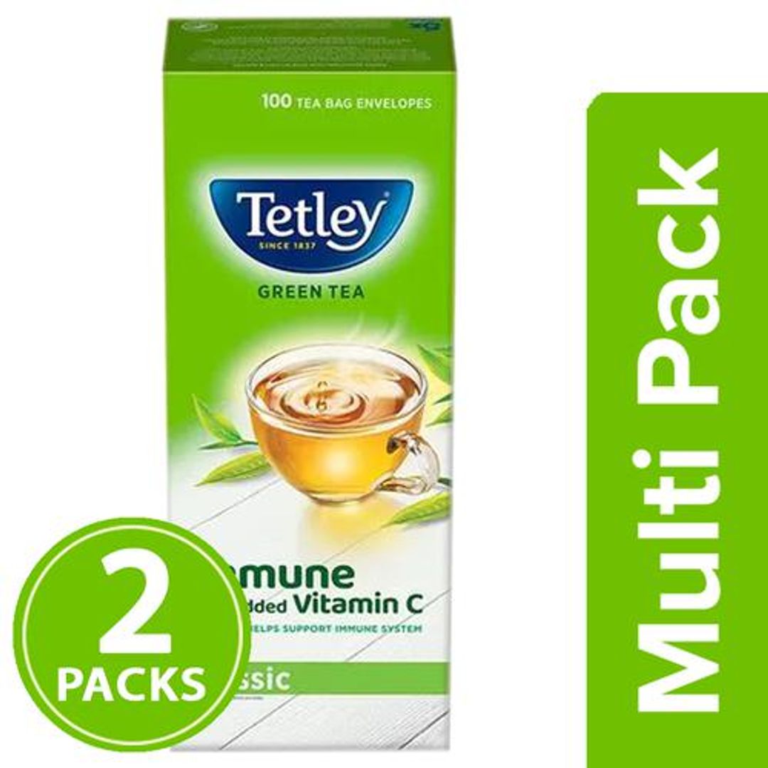Tetley Green Tea - Regular, 2x100 Teabags Multipack