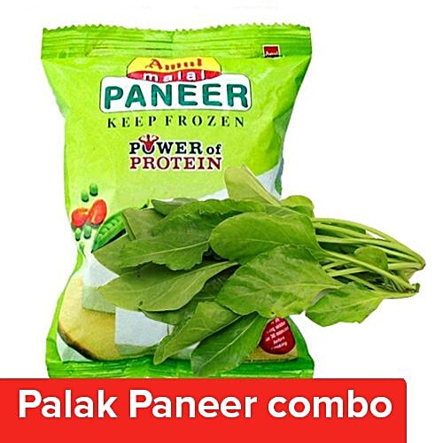 bb Combo Fresho Palak - Without Root 250 Gm + Amul Malai Paneer 200 Gm, Combo 2 Items 