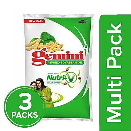 Buy Gemini Refined Oil Soyabean With NutriV Pouch Online at Best