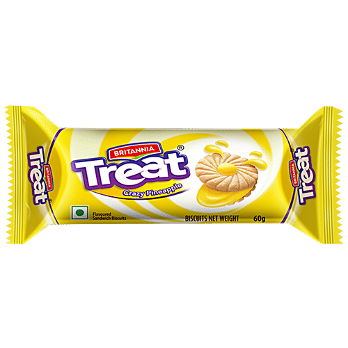 Britannia Treat - Crazy Pineapple Cream Biscuits, 12x64 g Multipack 