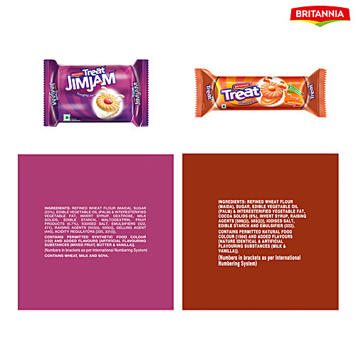 Britannia Treat Jim Jam Biscuits 150gm + Treat Orange Biscuits 150gm, Combo 2 Items 