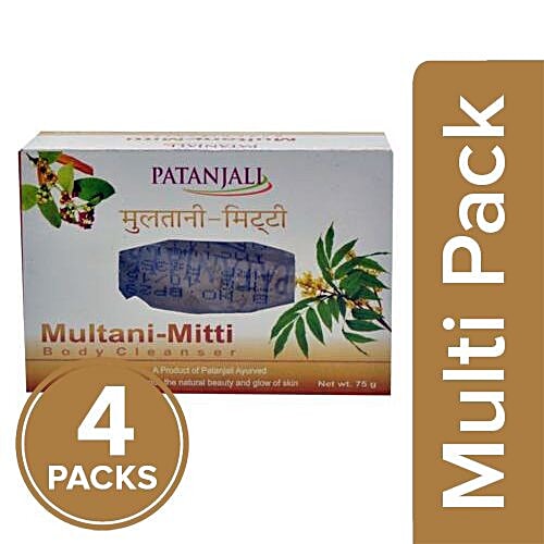 Patanjali Multani Mitti - Body Cleanser, 4x75 g Multipack 