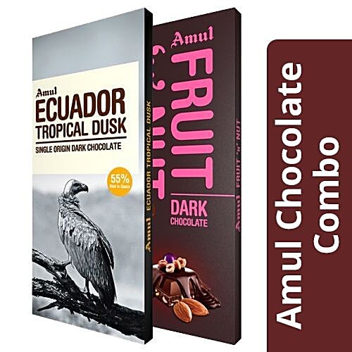 Buy Amul Ecuador Tropical Dusk 55 Dark 125 gm + Fruit N Nut 55
