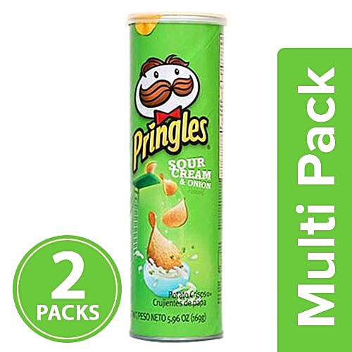 Pringles Potato Crisps - Sour Cream and Onion, 2x158 g Multipack 