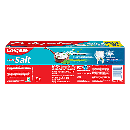 Colgate Toothpaste - Active Salt Saver Pack, Salt & Minerals, 2x300 g Multipack 