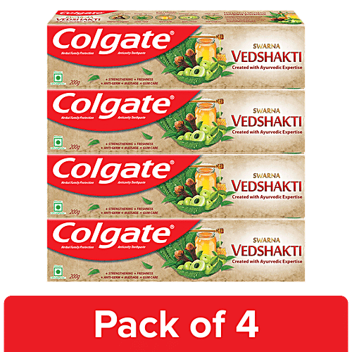 Colgate Toothpaste - Swarna Vedshakti Natural, 4x200 g Multipack 