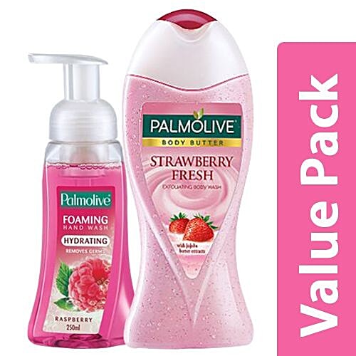 Buy Palmolive Body Wash Body Butter Strawberry Fresh 250ml + Hand Wash Raspberry 250ml