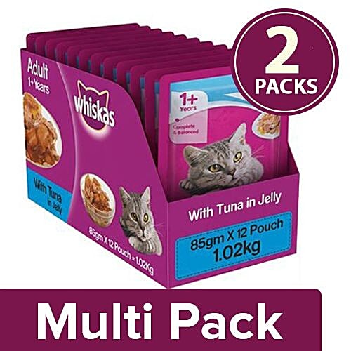Buy Whiskas Wet cat Food Tuna in Jelly for Adult cats, +1 year Online at Best Price of Rs null