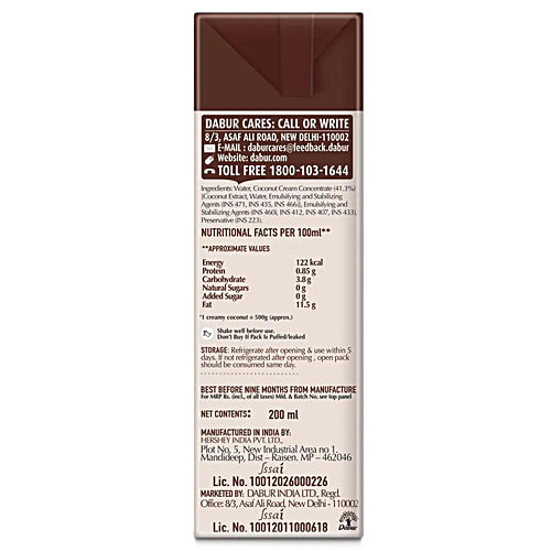 Dabur Hommade Coconut Milk, 3x200 ml Multipack