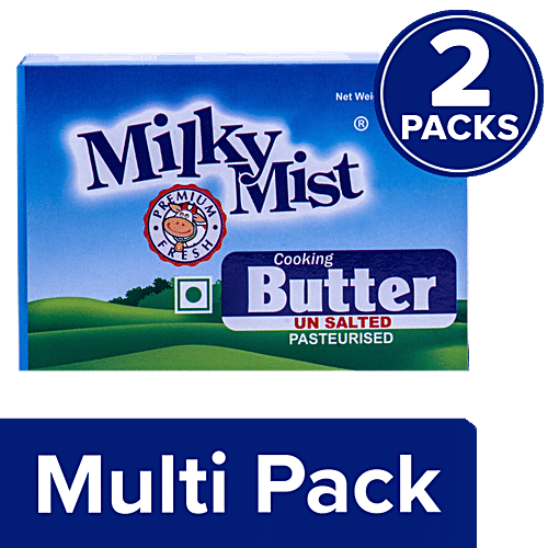 Milky Mist Cooking Butter - Unsalted, 2x200 g Multipack Pasteurised