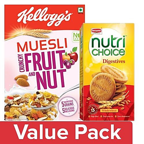 Buy bb Combo Kelloggs Muesli Fruit & Nut 500G+Britannia Nutri Choice Hi Fibre Digestive 250G