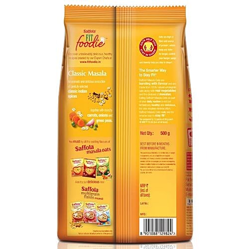 Saffola Masala Oats - Classic Masala, 2x500 g Multipack 
