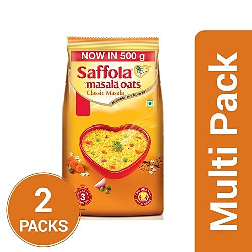 Saffola Masala Oats - Classic Masala, 2x500 g Multipack 