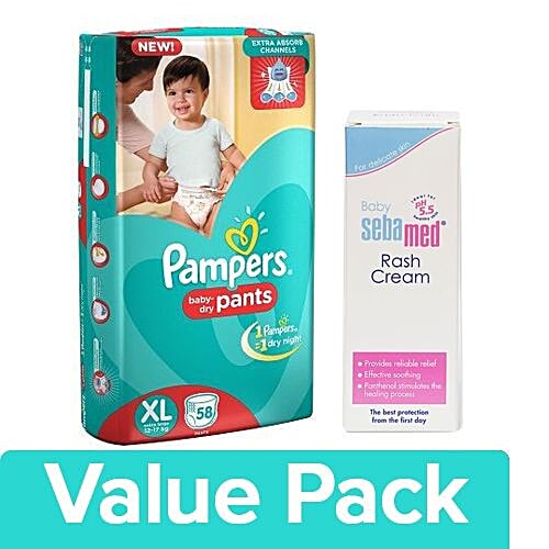 Buy bb Combo Pampers Pants Diapers Extra Large Size 58pcs + Sebamed