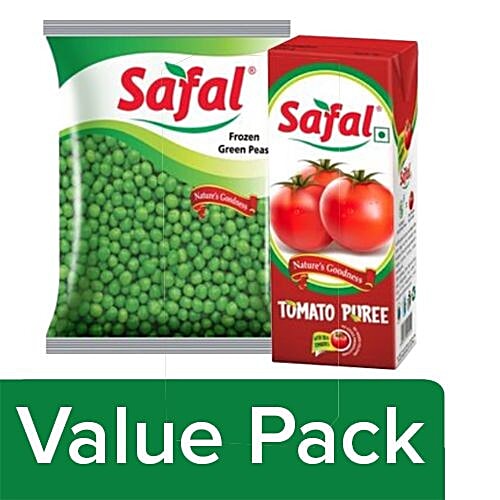 Buy Safal Frozen Green Peas 500gm + Tomato Puree 200ml Online at Best