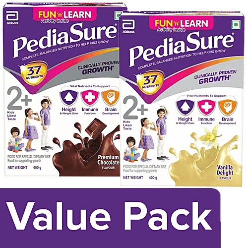 Pediasure Nutritional Powder Premium Chocolate 400g + Vanilla Delight 400 g, Combo 2 Items 