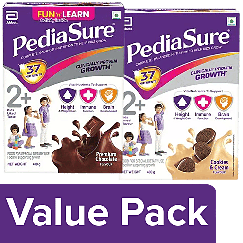 Pediasure Health Drink Cookies & Cream 400g + Nutritional Powder Premium Chocolate 400g, Combo 2 Items 