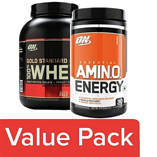 Optimum Nutrition Whey Protein Powder - 100% Double Rich Chocolate 5lb + Orange Drink Cooler 270G, Combo 2 Items 