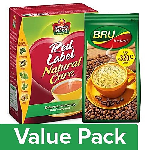 Buy bb Combo Red Label Tea Natural Care 500gm + Bru Instant Coffee