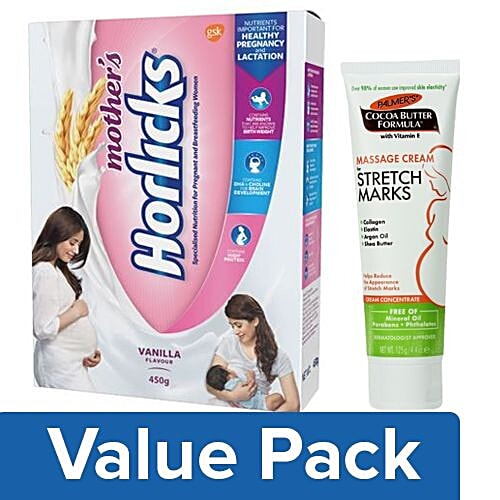 Buy bb Combo Horlicks Mother's Drink Vanilla 500G + Palmers Cream For
