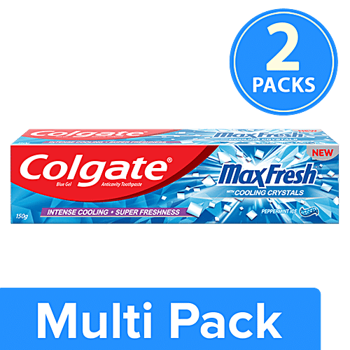 Colgate Toothpaste - Maxfresh Blue Peppermint Ice, Gel, 2x150 g Multipack 