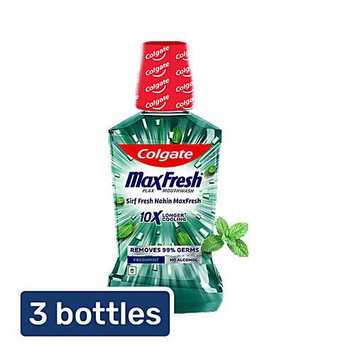 Colgate Mouthwash - Plax Fresh Mint, Alcohol Free, 3 x 250 ml Multipack 