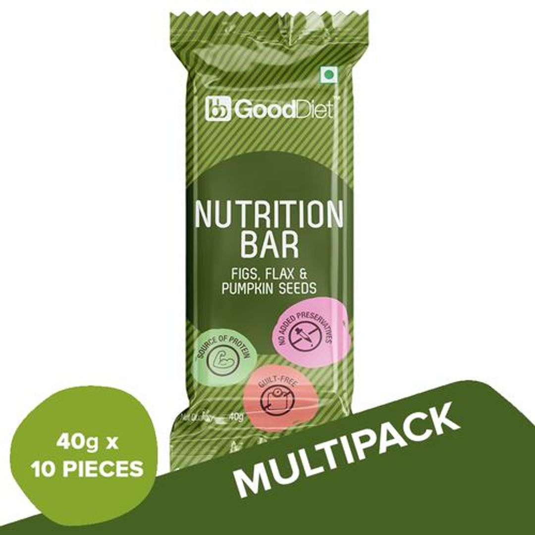 GoodDiet Nutrition Energy Bar - Fig, Flax & Pumpkin Seeds, 10x40 g (Multipack)
