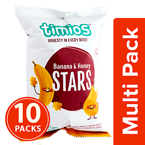 Timios Snacks - Stars, Banana & Honey, 2+ Years, Natural & Healthy, 10x30 g Multipack 