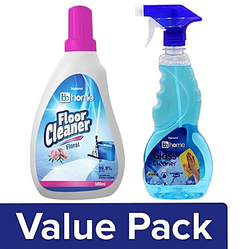 Buy BB Home Floor Cleaner Floral 500ml + Glass Cleaner 500ml Online