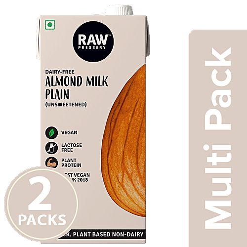 Raw Pressery Almond Milk - Unsweetened, 2x1 L Multipack 