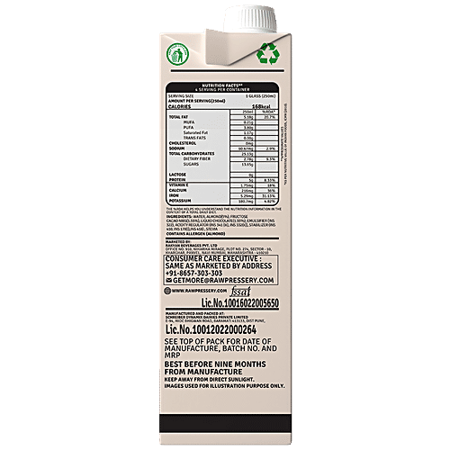 Raw Pressery Almond Milk Cacao - Lactose Free, Dairy Free & Vegan, 2x1 L Multipack 