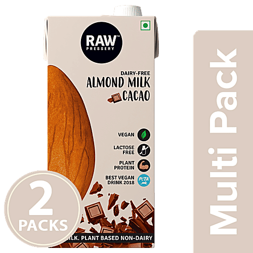 Raw Pressery Almond Milk Cacao - Lactose Free, Dairy Free & Vegan, 2x1 L Multipack 