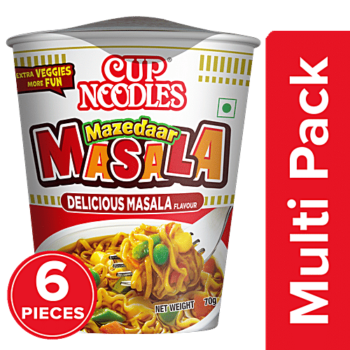Nissin Food Cup Noodles - Mazedaar Masala, 6x70 g Multipack 