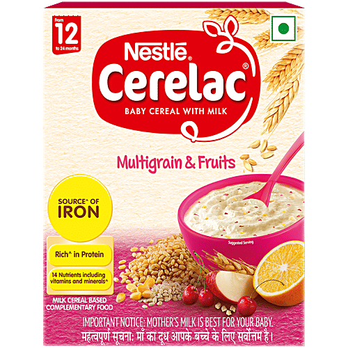 Nestle Cerelac Multigrain Dal Veg + Multigrain & Fruits Baby Cereal With Milk 300g Each, Combo (2 items) 